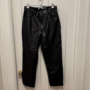 Vegan leather straight ankle pants